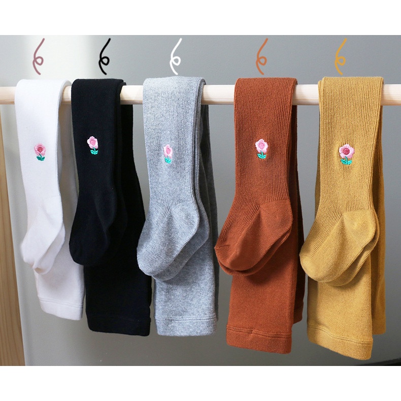 Quần tất cotton thêu hoa liền bàn dễ thương cho bé gái