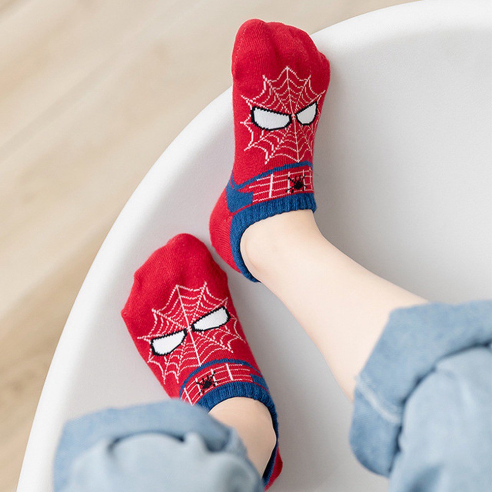 Đôi Tất Vải Cotton Thoáng Khí In Hình Siêu Anh Hùng Marvel Dành Cho Bé Từ 1 - 9 Tuổi