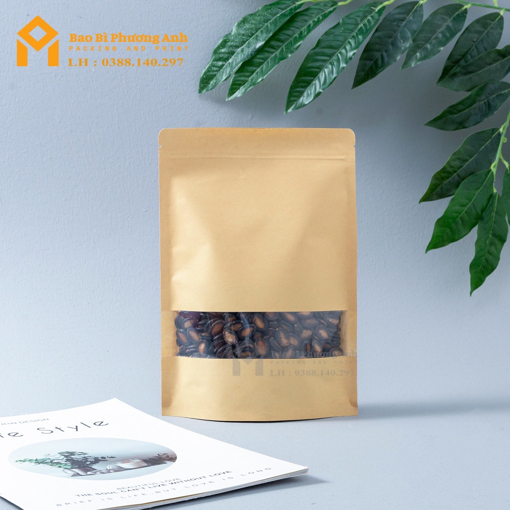 Combo 100 Chiếc Túi Zip Giấy Kraft Nâu 12x20_Bao Bì Phương Anh