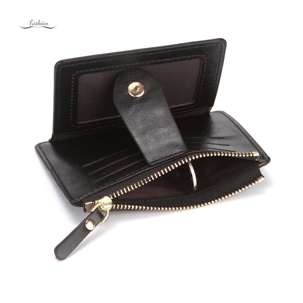 Ví Da PU Mini Phối Khóa Kéo Đựng Thẻ Phong Cách Unisex