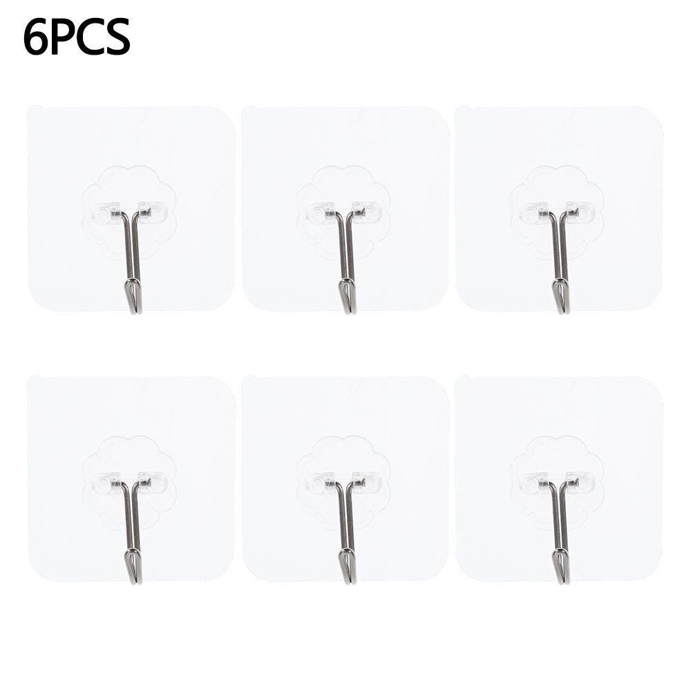 Bộ 6 Móc Treo Đồ Dùng Nhà Bếp Trong Suốt Có Giác Hút Tiện Dụng Giá Đỡ