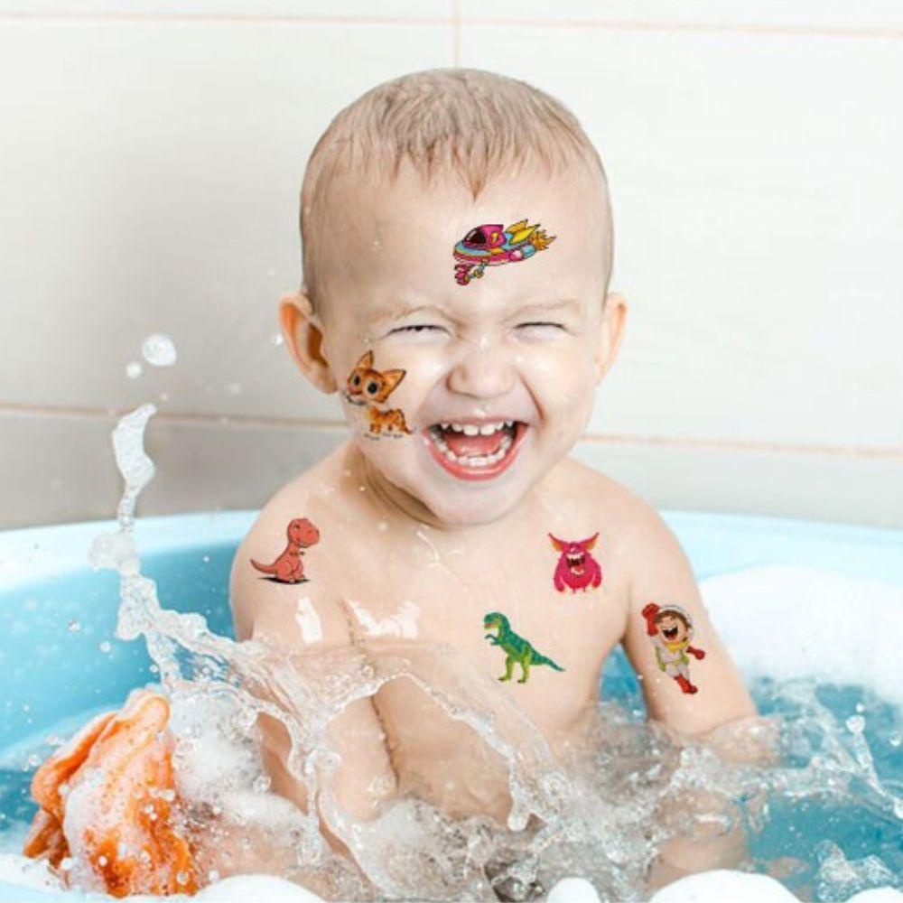 Miếng Dán Hình Xăm Tạm Thời Họa Tiết Hoạt Hình Màu Dạ Quang Cho Trẻ Em