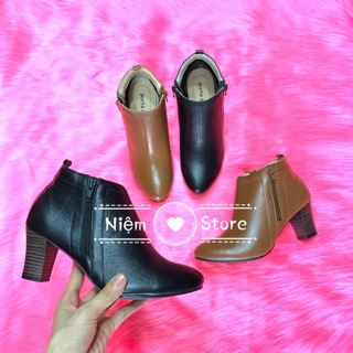 Boots da cổ thấp xuất Nhật (đế vuông 7cm)