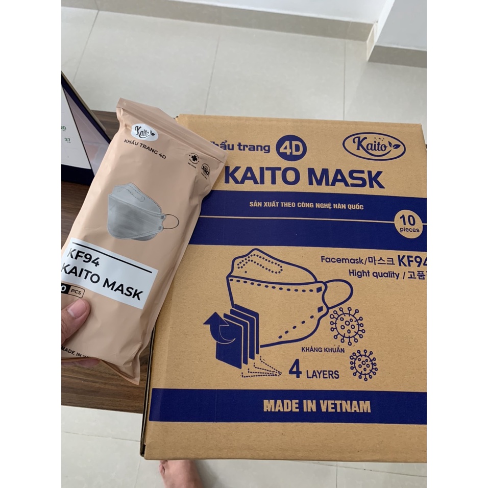 ( Thùng 300 cái ) Khẩu trang y tế vải 4D KF94 Kaito Mask con cá