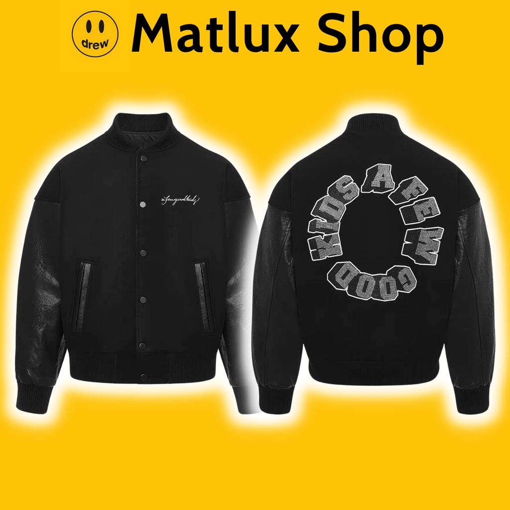 Áo varsity jacket DONCARE A Few Good Kid Black bản cao cấp, Áo khoác bóng chày nam nữ thêu hình họa 