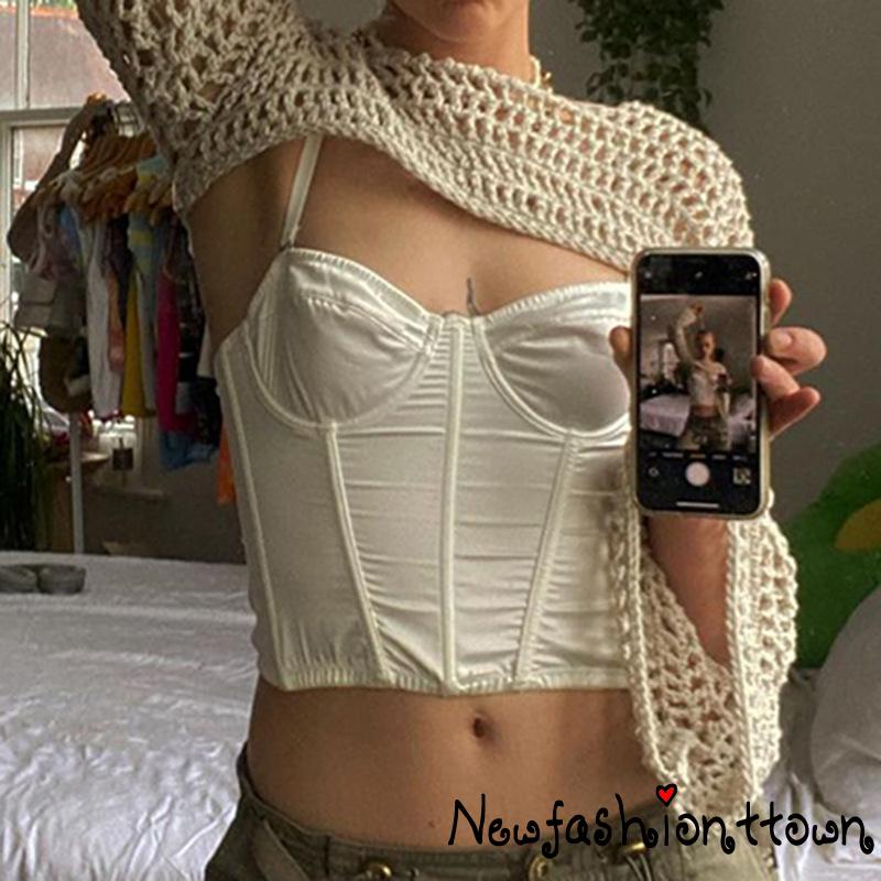 Áo Croptop Dệt Kim Tay Loe Phong Cách Cổ Điển Thời Trang 90s 00s Y2K Cho Nữ