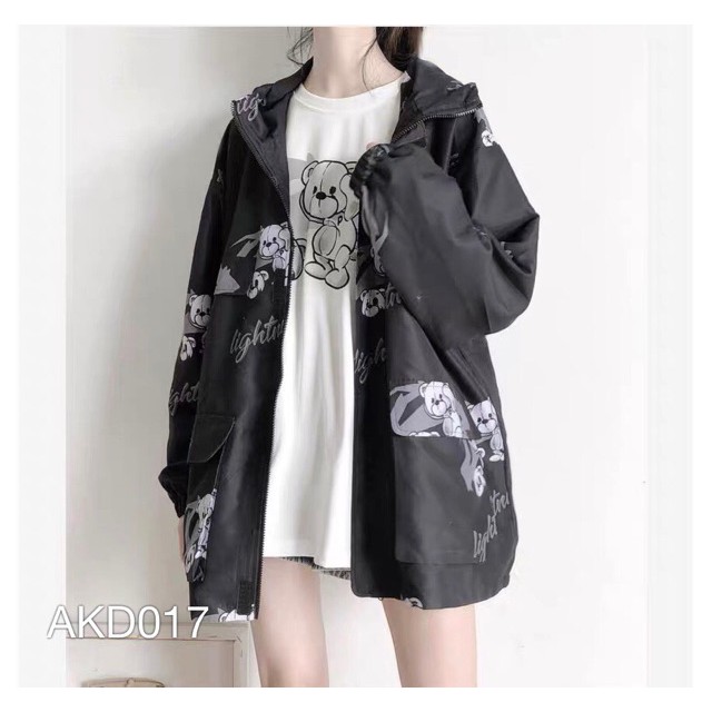 [Siêu Hot]  AKD017 - ÁO KHOÁC DÙ IN HÌNH GẤU | BigBuy360 - bigbuy360.vn