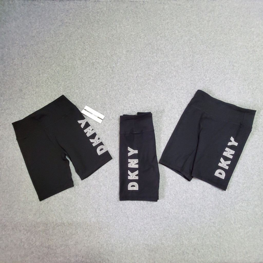 Quần biker lưng cao DKNY Track logo kẻ gạch trắng DP0S4748