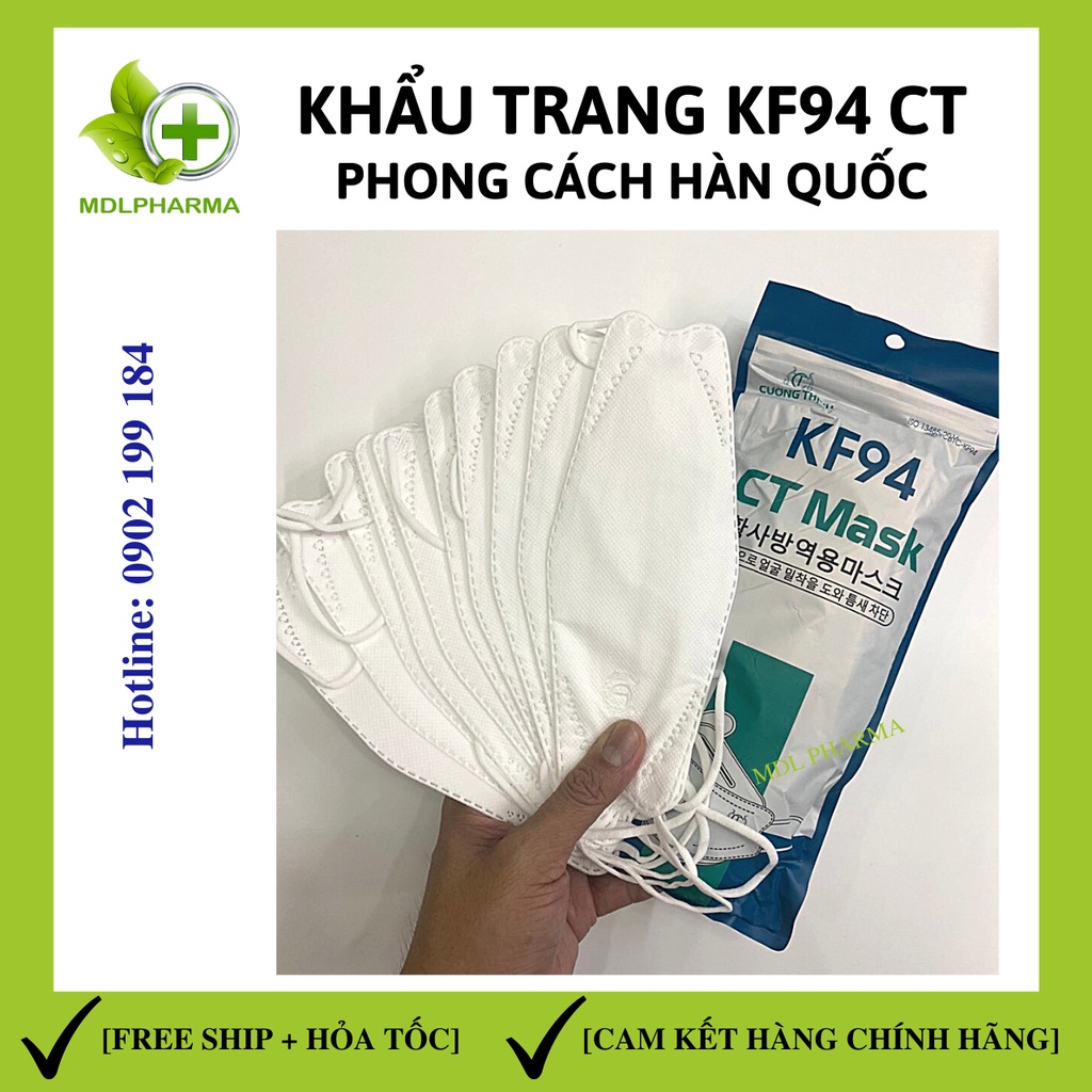 [Túi 10 cái] Khẩu trang KF94, Khẩu trang 4D phong cách Hàn Quốc 4 lớp kháng khuẩn, ôm sát mặt. Hàng công ty chất lượng