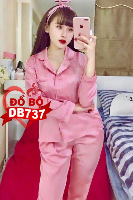 Đồ bộ phi bóng tay dài viền béo mặc nhà cực sang mã db737