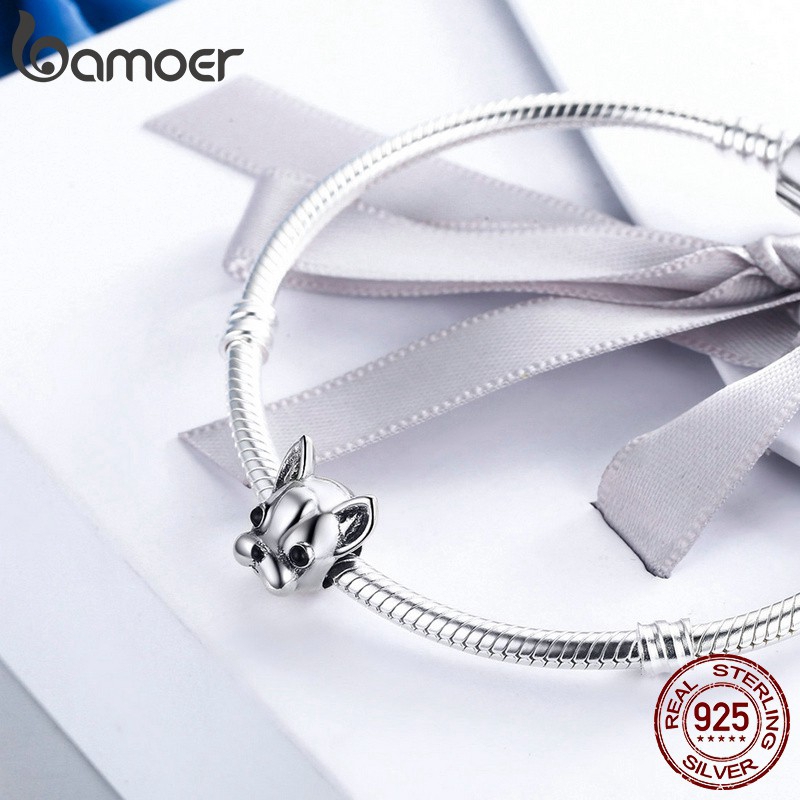 Hạt Trang Sức Bamoer Hình Cún Bằng Bạc Dùng Để Thủ Công Trang Sức