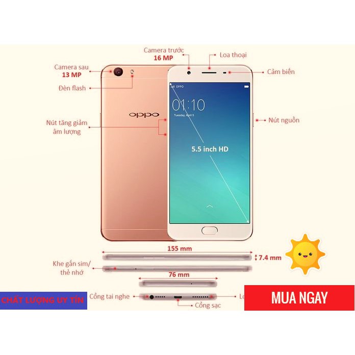 Điện thoại Oppo F1s 2 SIM 32Gb ram 4Gb mới chính hãng - Oppo F1s vàng hồng, chuyên gia selfie, BẢO HÀNH 12 THÁNG