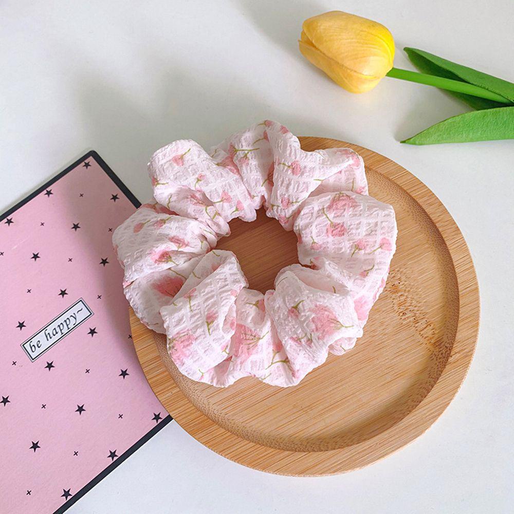 Dây Cột Tóc Scrunchies Bằng Vải In Hoa Đơn Giản Thanh Lịch Cho Nữ