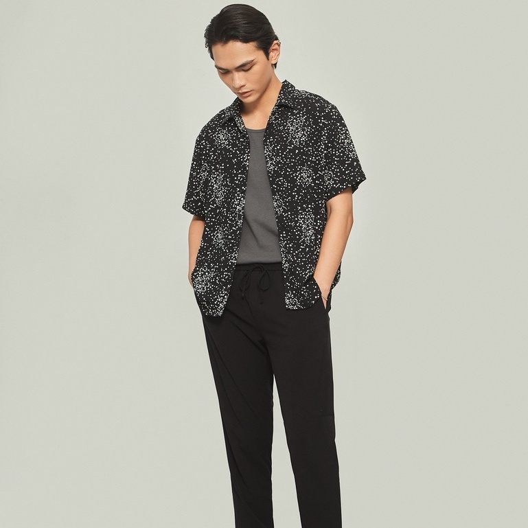 Áo sơ mi ngắn tay nam họa tiết mềm mịn HIGHWAY MENSWEAR Starry