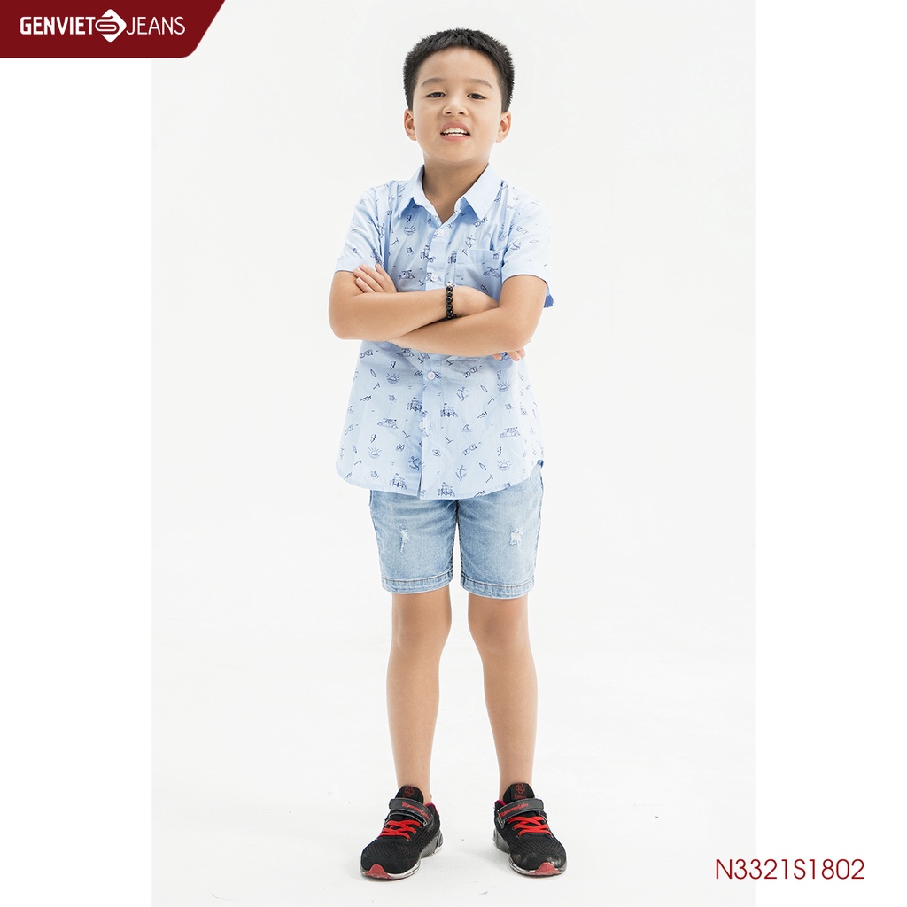 Áo Sơmi Bé Trai Họa Tiết GENVIET KID N3321S1802