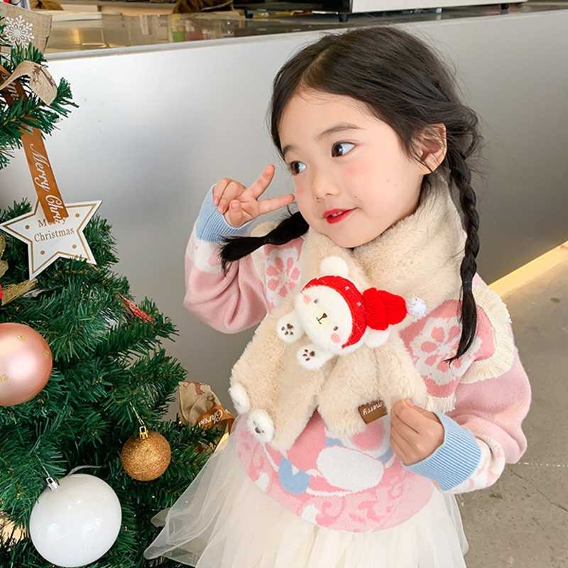 Khăn Choàng Cổ Bằng Vải Bông Dày Dặn Giữ Ấm Mùa Đông Hình Gấu Hoạt Hình