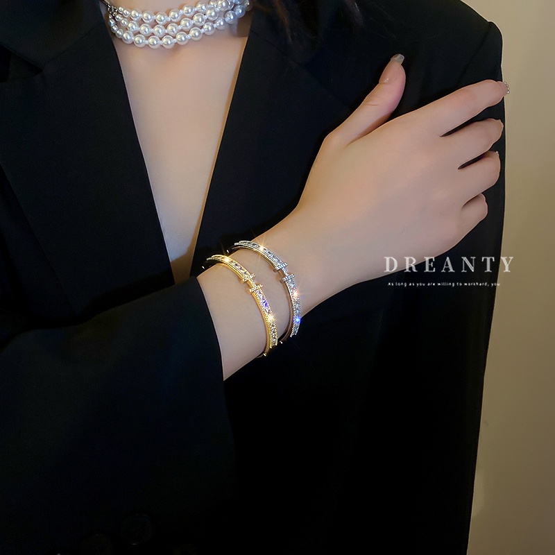 Vòng Tay Đính Đá Zircon Siêu Lấp Lánh Thời Trang Cao Cấp Dễ Phối Đồ Xiaohongshu