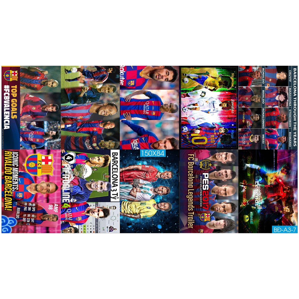 Combo Set 10 tờ Decal dán tường Messi Barcelona phiên bản mới