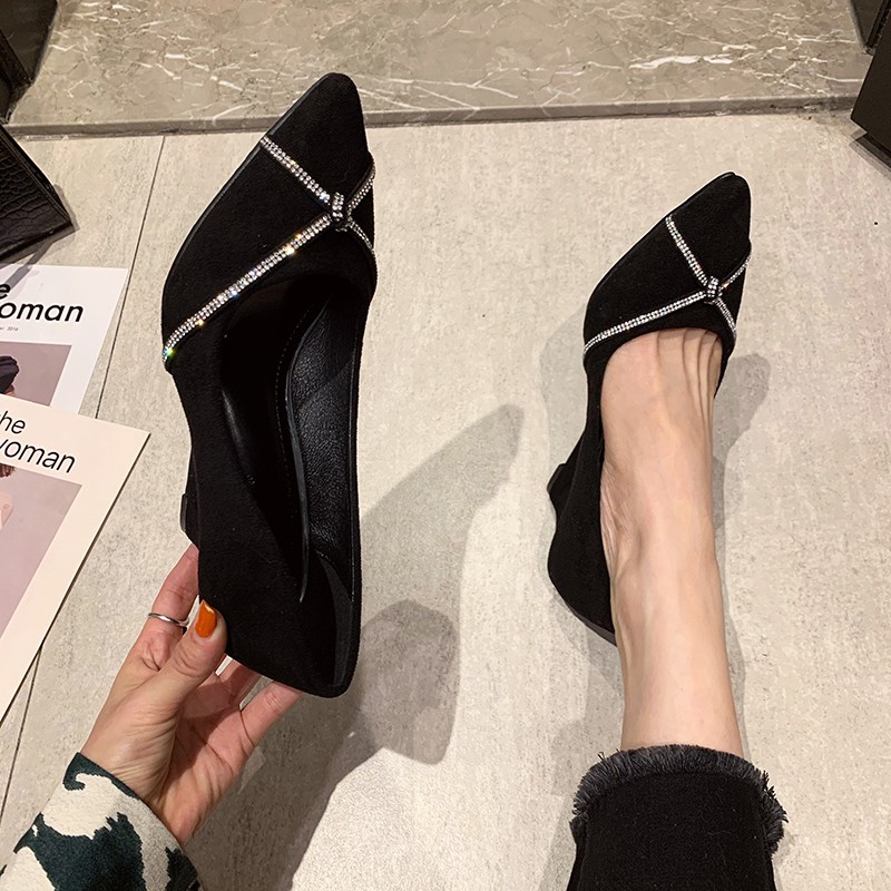 Giày đế xuồng da lộn mũi nhọn gót cao 5p và 8p size 33/40   100421