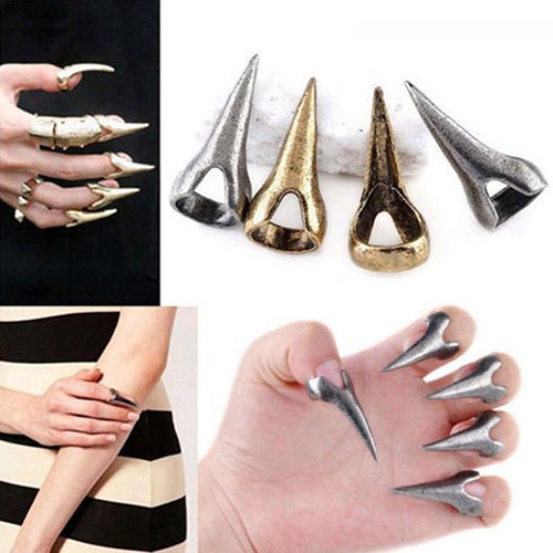 Bộ 5 móng tay thiết kế hình vuốt sắc và nhẫn cá tính
