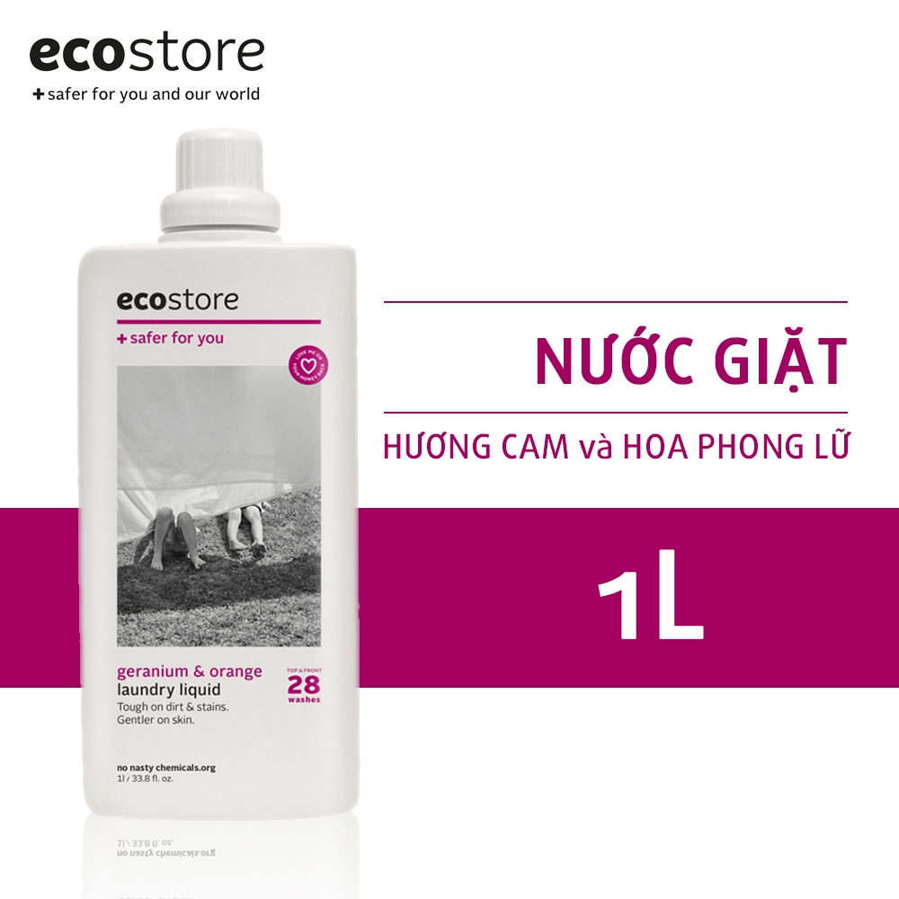 Ecostore Nước giặt hương cam và hoa phong lữ gốc thực vật 1000ml (Geranium &amp; Orange Laundry Liquid)