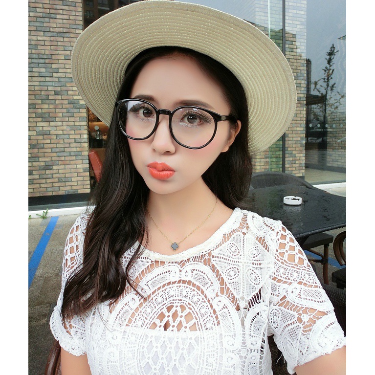 Mắt kính gọng tròn màu đen phong cách retro Hàn Quốc