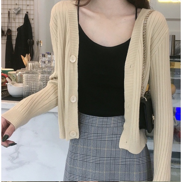 Áo len nữ, Áo len cổ tim 3 cúc nhẹ nhàng xinh xỉu cực dễ phối đồ Style Hàn