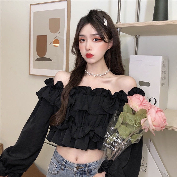 áo croptop nữ Áo Crop Top Lệch Vai Phối Bèo Thời Trang Cho Nữ JL-TX-191