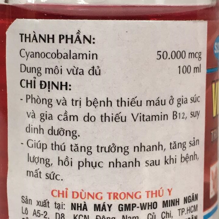 Vitamin B12 trị bệnh thiếu máu cho động vật, giải độc cho cây chai 20ml