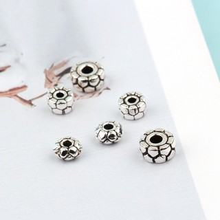 Charm bạc chặn hạt họa tiết hoa văn