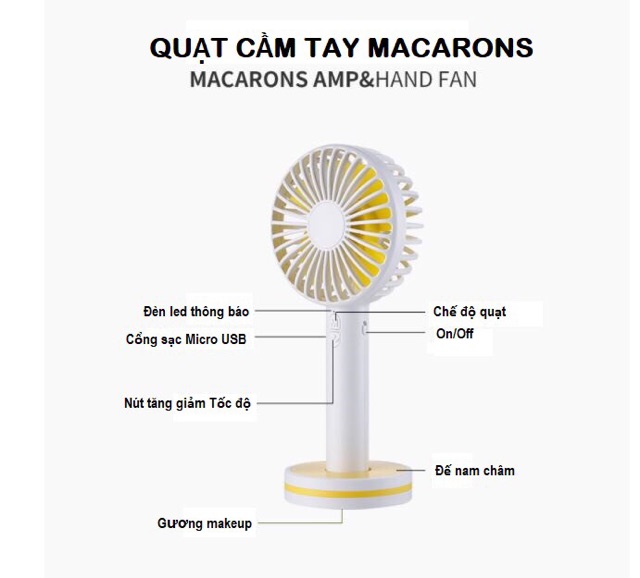 Quạt cầm tay Macaron không xài pin , XÀI CỔNG USP | BigBuy360 - bigbuy360.vn