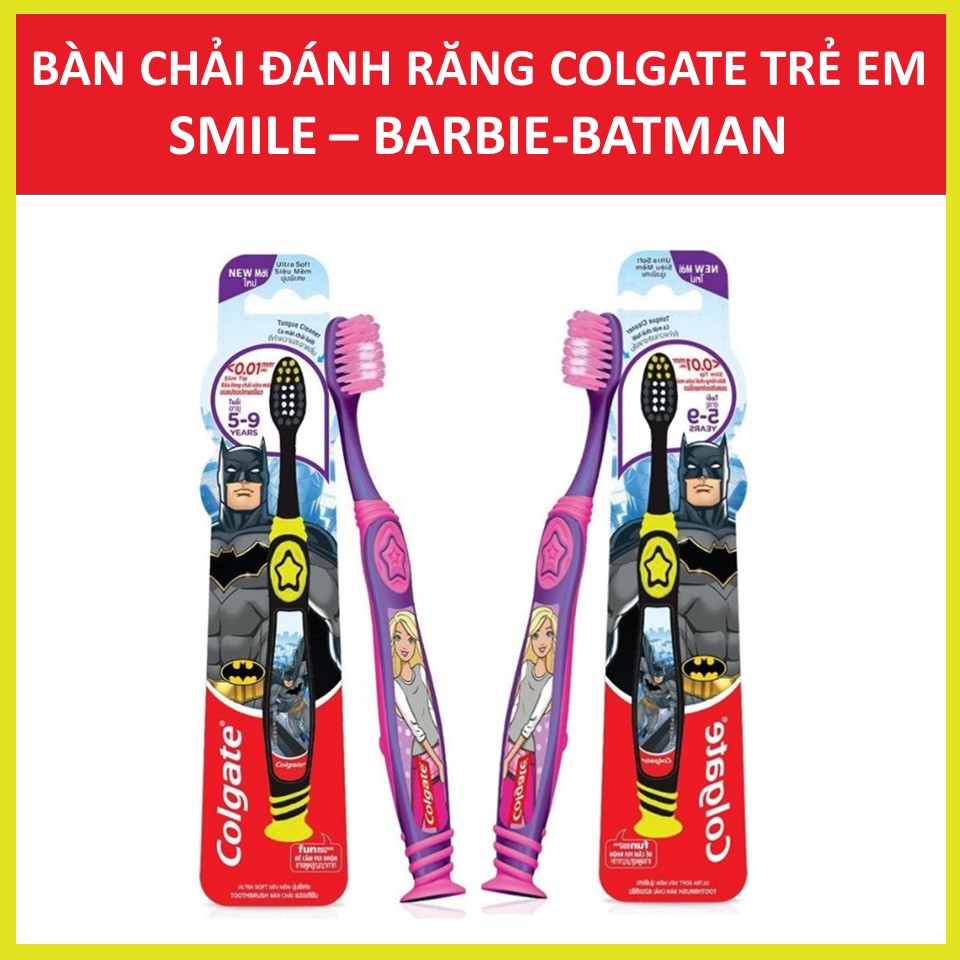 COMBO 2 Bàn chải đánh răng Colgate Trẻ em Smile 5 - 9 Tuổi BarbieBatman Bộ 2 cây