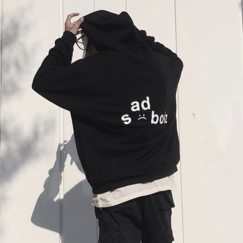 ẢNH THẬT-Áo hoodie SADBOIZ mặt mếu logo thêu có mũ hàng 2 lớp cotton dày dặn form rộng nam nữ | WebRaoVat - webraovat.net.vn