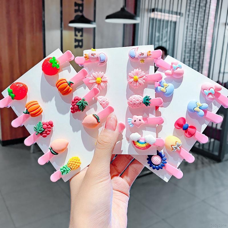 Bộ 10 Kẹp Tóc Nhựa Hình Trái Cây Màu Kẹo Ngọt Cho Bé Gái