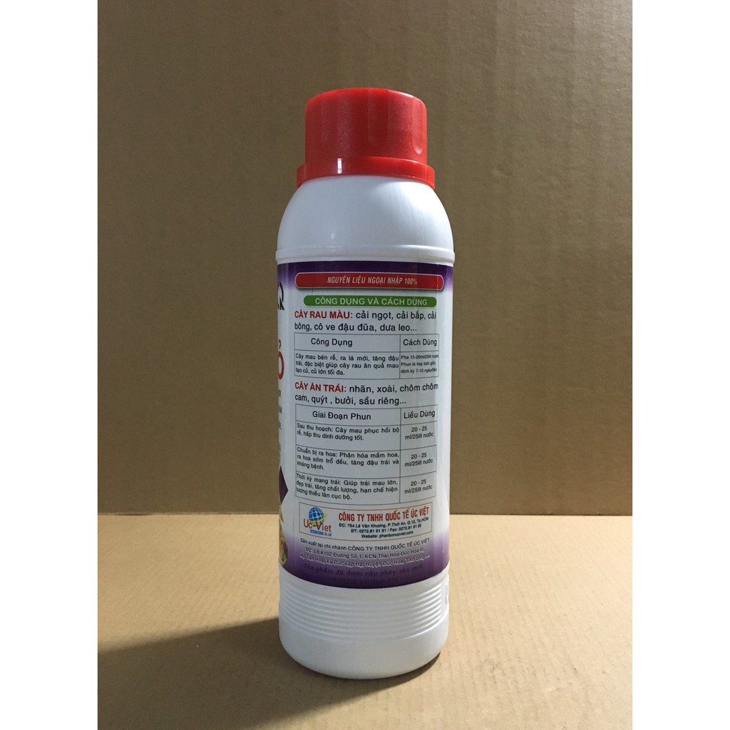 PHÂN BÓN LÁ SIÊU LÂN ĐỎ , CHAI 500 ML