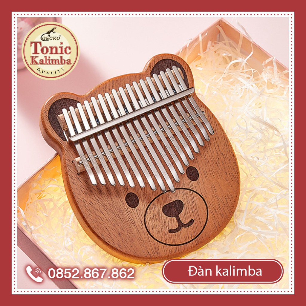 [Có sẵn] Giao 2h Đàn kalimba 17 phím chú gấu Missha Tặng túi chống sốc búa chỉnh âm stick dán khăn lau