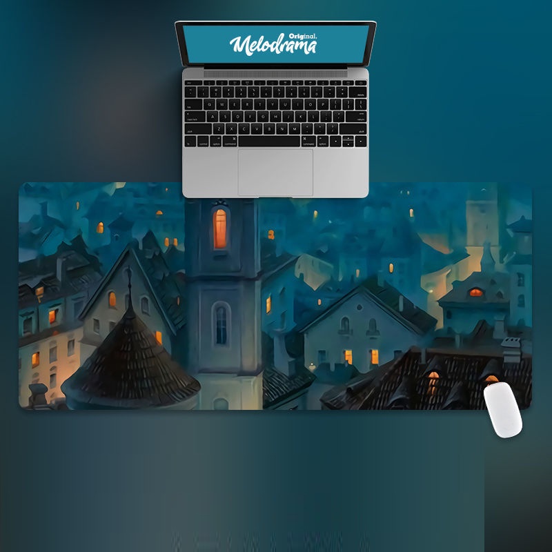 Pad chuột, tấm lót chuột khổ lớn Phong Cảnh Anime 80x30cm, 90x40cm siêu đẹp, bo viền chắc chắn