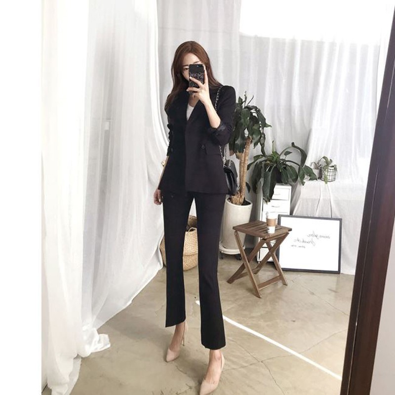 [ORDER] Set bộ áo vest + quần âu hai màu đen trắng công sở hàng Quảng Châu cao cấp có ảnh thật