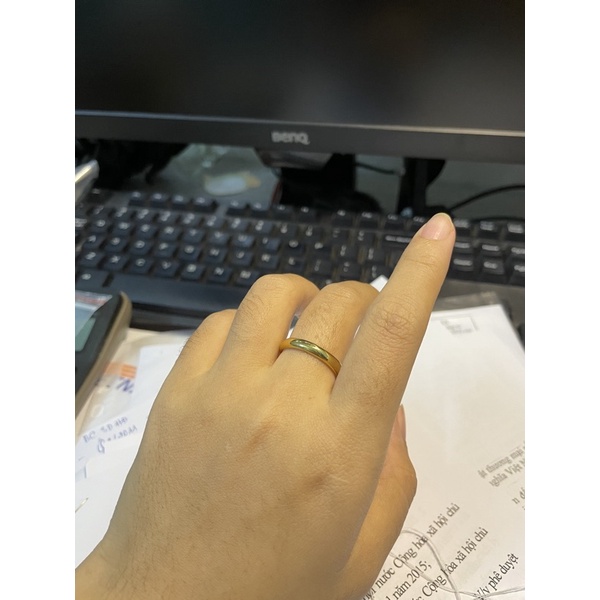 Nhẫn trơn nửa chỉ, nhẫn trơn 5 phân mạ vàng HM Jewelry cao cấp