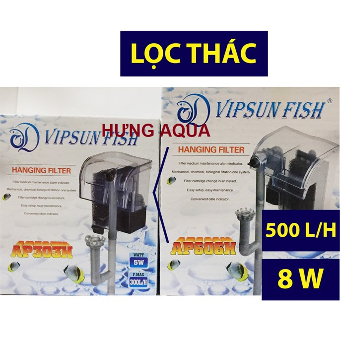 Lọc thác bể cá, lọc treo hồ cá bao gồm lọc váng VIPSUN AP-303H 5W, 606H 8W siêu rẻ