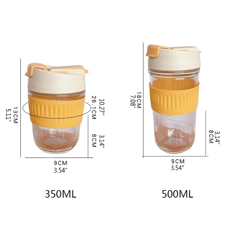 Bình Nước Thủy Tinh Dung Tích Lớn 350ML / 500ML Thiết Kế Đơn Giản Dễ Thương