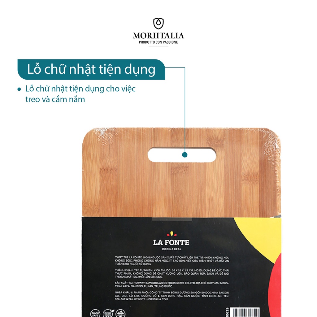 [Mã BMBAU50 giảm 7% đơn 99K] Thớt tre La Fonte cao cấp kháng khuẩn Moriitalia 180619