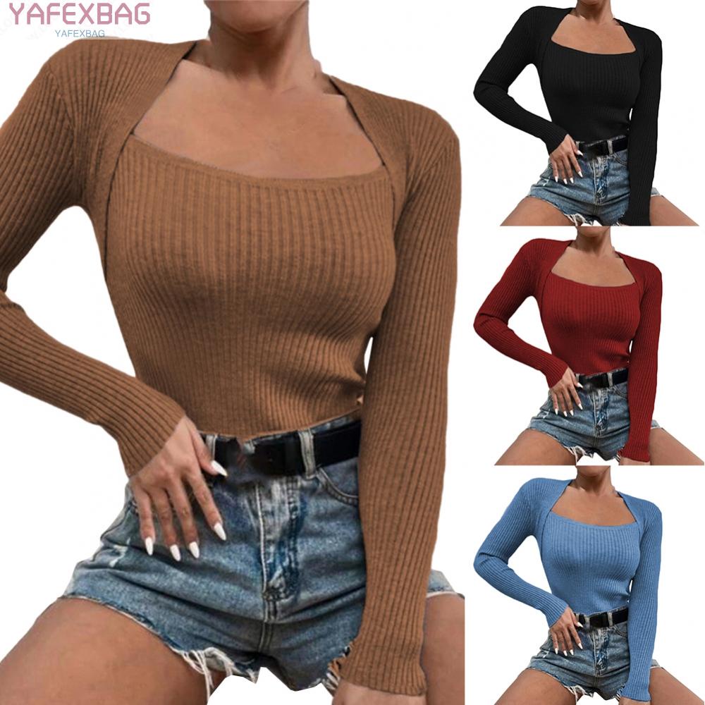 Women's Tops Slim Fit Women's Fitted Bodycon Tunic Blouse Knitted Bottoming