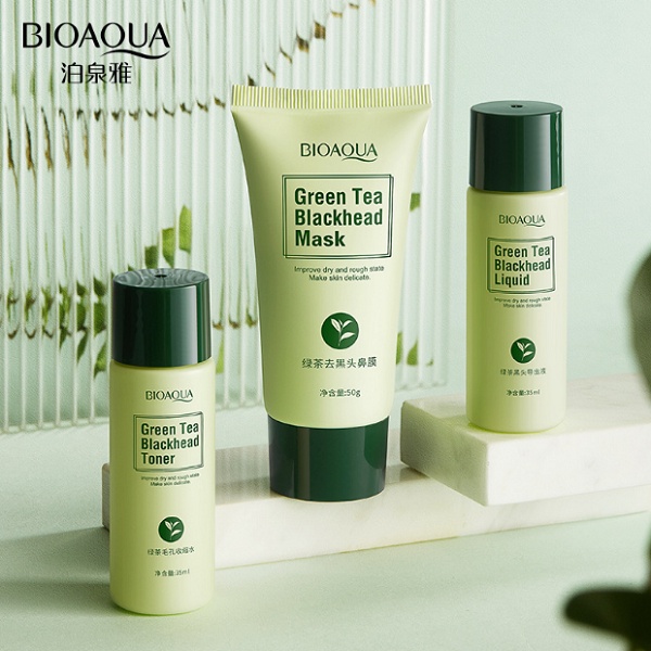Bộ 3 sản phẩm Bioaqua Chiết xuất Trà xanh loại bỏ mụn đầu đen thu nhỏ lỗ chân lôngBioaqua