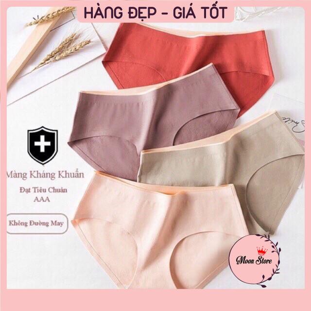 Quần lót nữ cotton ép trơn không đường may, quần lót nữ không viền kháng khuẩn xuất Nhật