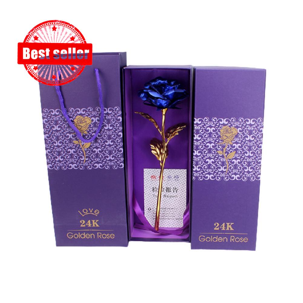 Hoa Hồng Vàng 24k 5 Màu Dùng Làm Quà Tặng Cho Cặp Đôi (màu Xanh, Đỏ, Tím) Forever V8y0