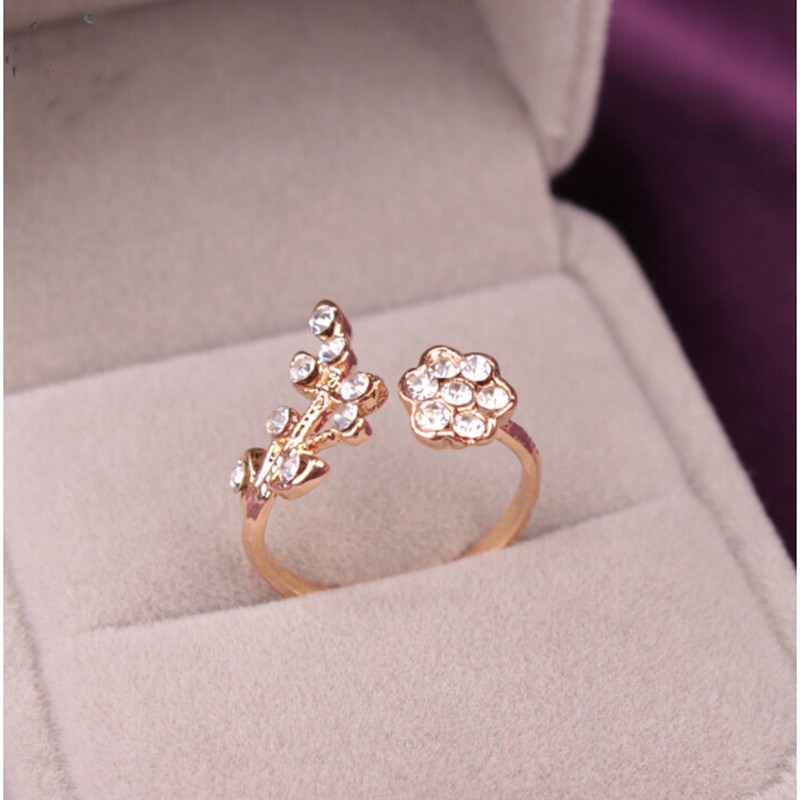 Nhẫn Mạ Vàng Mini Hình Hoa Sang Trọng Có Thể Điều Chỉnh
