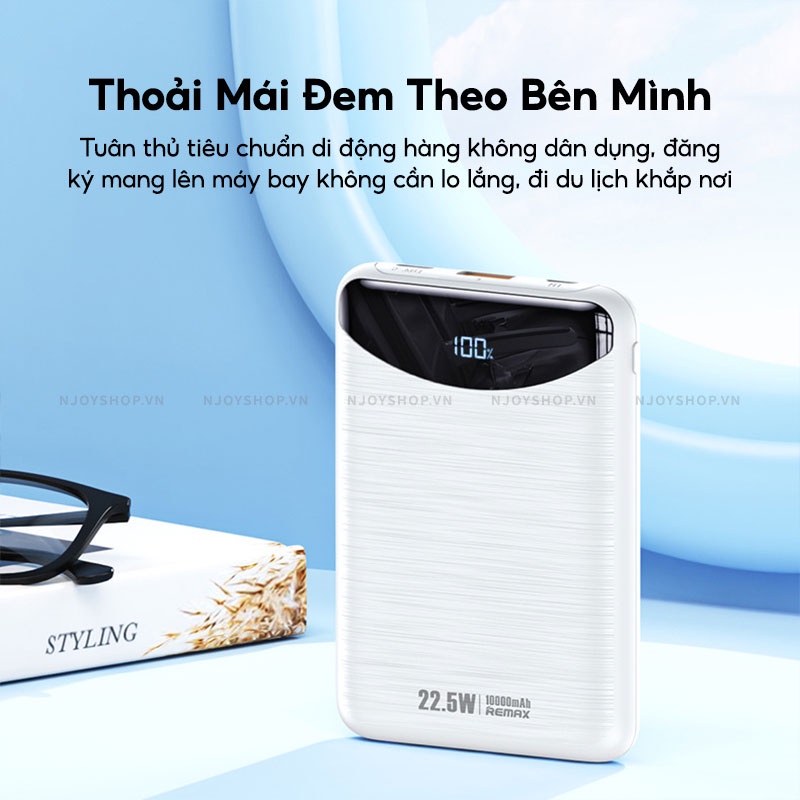 Sạc Dự Phòng Mini Remax 10000mah Nhỏ Gọn Sạc Nhanh Pin Polymer Cho Điện Thoại IP Samsung Huawei Xiaomi Njoyshop