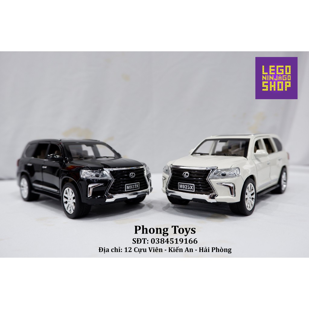 Mô hình xe ô tô sắt LX570 tỉ lệ 1:24 có tiếng máy nổ, đèn và chạy đà 2 màu Đen và Trắng (Ảnh thật shop tự chụp)