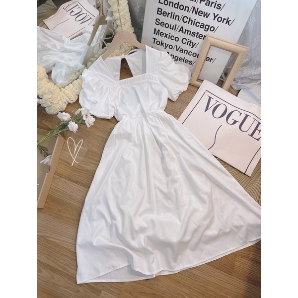 ĐẦM MIDI TRẮNG KHOÉT LƯNG TAM GIÁC